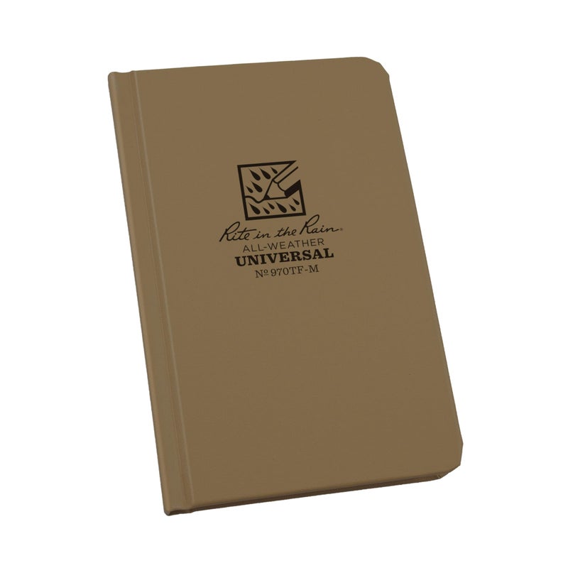 Rite in the Rain Weatherproof Hard Cover Notebook, 4.25" x 6.75", Tan Cover, Universal Pattern (No. 970TF-M) - Image 1